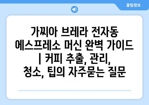 가찌아 브레라 전자동 에스프레소 머신 완벽 가이드 | 커피 추출, 관리, 청소, 팁